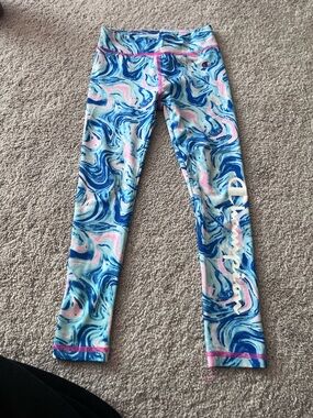 Champion Girls' Blue and Pink Swirl Leggings